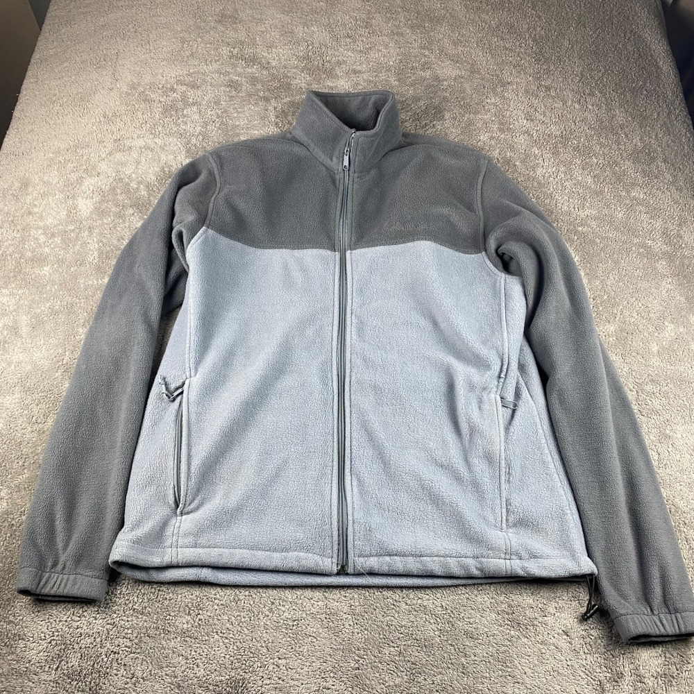 Columbia Long Sleeve Full Zip Coat Jacket Mens Large Gray Fleece Sweater Pockets